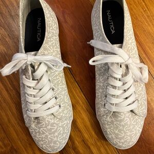 Nautica Women's White Anchor Print Sneakers